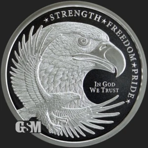 1 oz Silbermedaille .999 Feinsilber Flagge Adler GSM in KAPSEL - Bild 1 von 3