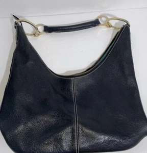 Borsa hobo Charles David Pebble in pelle nera oro resistente moda retrò - Foto 1 di 11
