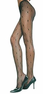 FISHNET TIGHTS BLACK SEAMLESS PANTYHOSE STAR DESIGN FAST POST - Bild 1 von 1