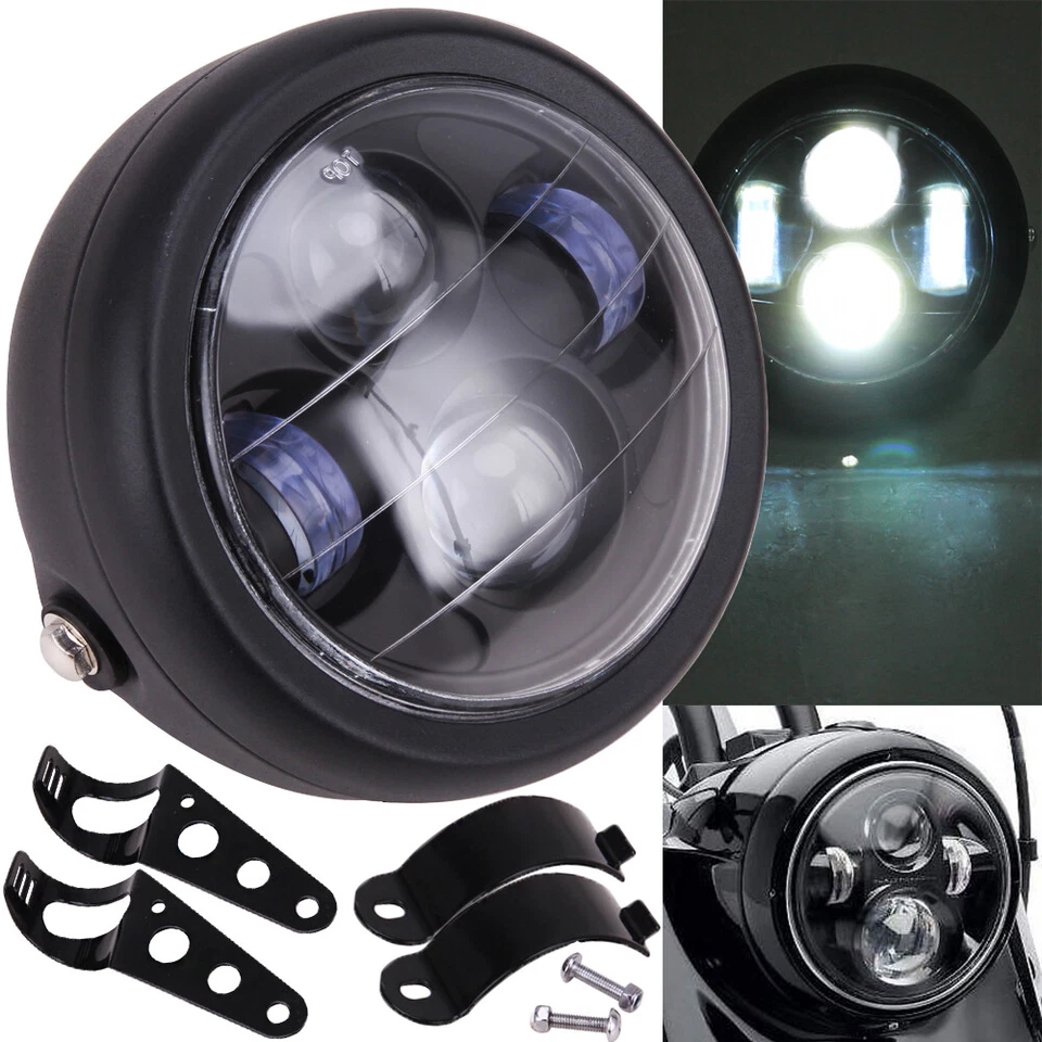 Faro de motocicleta de 6,5 pulgadas LED de luz alta/baja para Harley Café Race Foto 1 de 4