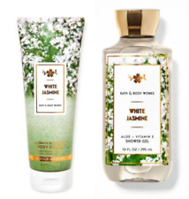 2 Pc Bath & Body Works white jasmine shower gel 10 oz & body cream 8 oz set New