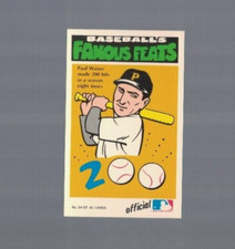 Paul Waner Pittsburgh Pirates 1972 Fleer Laughlin Famous Feats #24 Ex/Nrmt