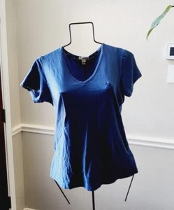 Burberry Brit Short Sleeve Tee Shirt Womens S Navy Blue Cotton Embroidered Logo - Picture 1 of 9