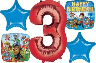 Buquê de balão PAW Patrol 3º aniversário 5 peças por Amscan - Imagem 1 de 4