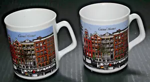 Delfter Delfter handbemalter Kanalhäuser Becher mehrfarbig Made in Holland zwei (2) - Bild 1 von 4