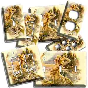 MERMAID GROOMING HAIR BY THE RIVER LIGHT SWITCH OUTLET PLATE BATHROOM ROOM DECOR - Picture 1 of 34