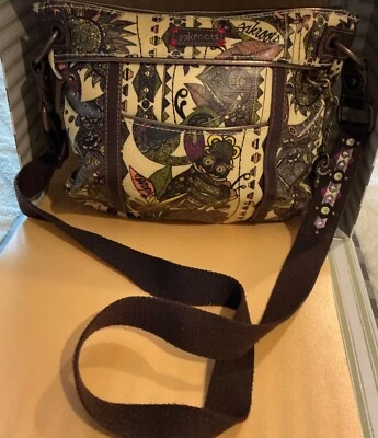 Bolsa de mão floral sacroots revestida de lona coruja da paz/paisley ~ Berloque de coruja - Imagem 1 de 4