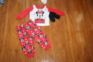 NWT GIRLS DISNEY SZ 2T PAJAMAS MINNIE MOUSE, SOCKS - Picture 1 of 3