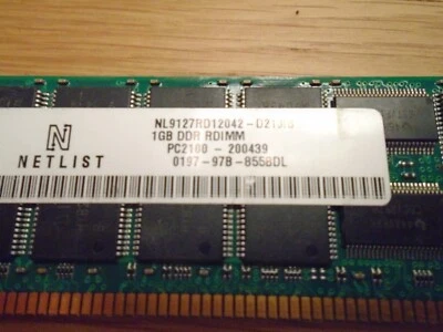 Netlist NL9127RD12042-D21JIB PC2100-200439 1GB DDR RDIMM Server Memory RAM - Image 1 of 2