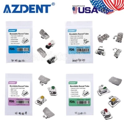 AZDENT Dental Ortho Bondable Buccal Tube 1st/2nd Molar Non-conv/Cov MBT/Roth.022/.018