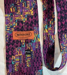 Vintage 90er MISSONI Krawatte Designer Seidenkrawatte Made In Spain - Bild 1 von 6