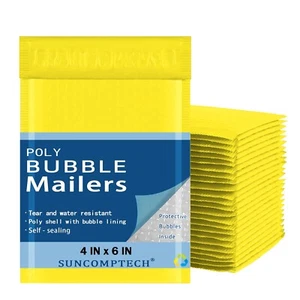 500 #0000 4x6 Color Economy Poly Bubble Padded Envelopes Mailers Bag YELLOW - Picture 1 of 2