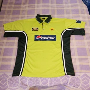 Slazenger Jersey Shirt Top Pakistan Cricket 2000s Rare Pepsi Green Logo Star - Picture 1 of 16