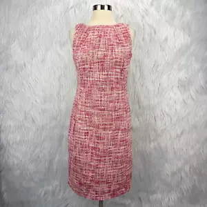 Talbots NWT Pink Tweed Cotton Sheath Dress Sz 4 Classic Office Spring Woven - Picture 1 of 17
