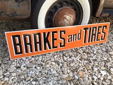Antique Vintage Old Style Brakes & Tires Service Station Sign