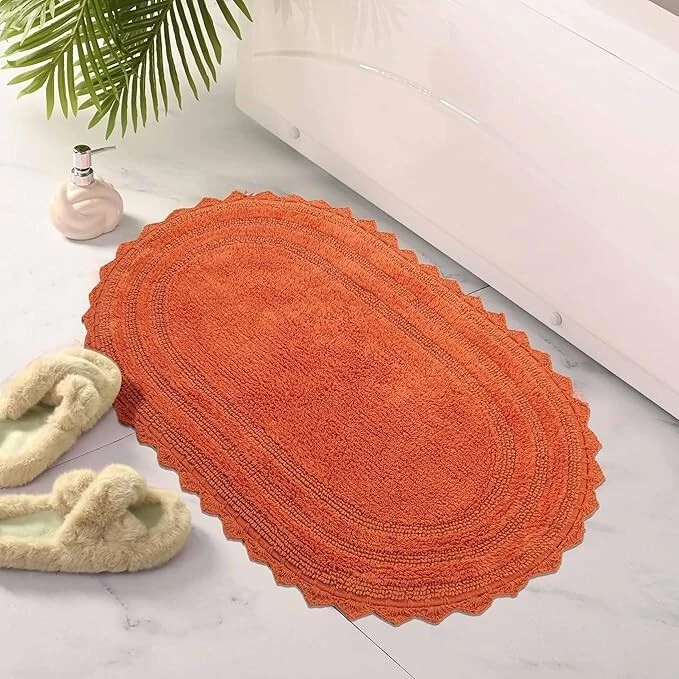 Royal Blaze Bath Mat Crochet Reversible Washable Plush Rug - Oval Medium 21"x34" - Image 1 of 4