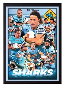 Framed 2023 Cronulla Sharks NRL Poster - Nicho Hynes - 62cm x 44.5cm x 3cm - Bild 1 von 4