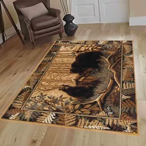 Bären Vorleger, 3x4ft Wohnzimmer Bärenmuster Teppich, Wildtier Teppich, Country Rusti... - Bild 1 von 7