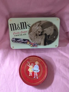 M&M's Military Soldiers Couple WWII Replica 1941 Candy Tin + Heresy Round Tin - Picture 1 of 8