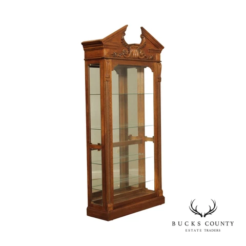 Pulaski Furniture Greek Revival Style Carved Oak Illuminated  Display Cabinet Cover
