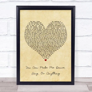 You Can Make Me Dance, Sing, Or Anything Vintage Herz Song Textdruck - Bild 1 von 11