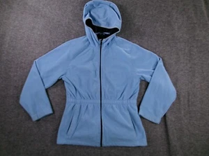 Lands End Jacket Youth Large Blue Fleece Full Zip Hiking Outdoor Elastic Waist - Picture 1 of 13