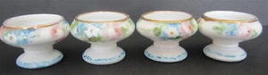 4 PC VINTAGE PORCELAIN PEDESTAL OPEN SALTS WHITE & BLUE FLORAL AUSTRIA #S6 - Picture 1 of 5