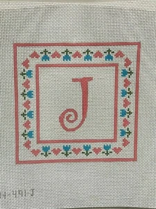 J-R initial handpainted needlepoint canvas - Picture 1 of 11