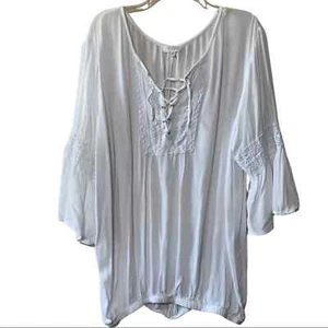 Eden & Olivia Flowy Boho Top Size 2X, White  - Picture 1 of 6