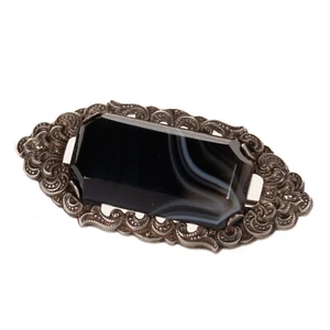 Art deco Brosche in Silber 835 mit Streifenachat (D3347) - Bild 1 von 4