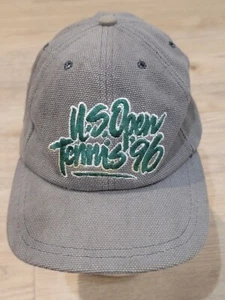 Vintage Gray Hat Cap Adjustable Leather Strap US Open Tennis '96 American Needle - Picture 1 of 8