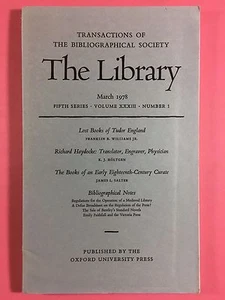 La Biblioteca - de Bibliographical Society - Fifth Serie Vol.xxxiii No1 Marzo - Imagen 1 de 3