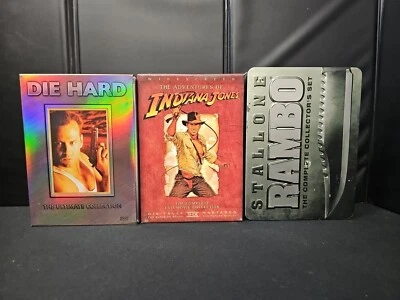 RAMBO Complete Collector's Metal + Die Hard 1 - 3  + Indiana Jones 1 - 3 DVD BOX - Image 1 of 4