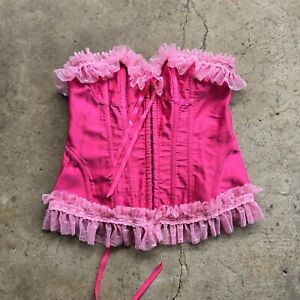 Victoria’s Secret Corset Sexy Little Things Bustier Pink Ruffle Lace M NWT 