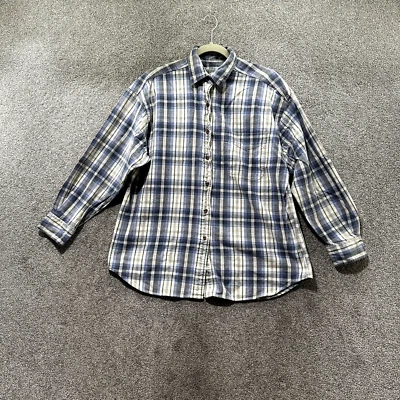 Eastern Mountain Sports Flannel Button Up Shirt Men Large Blue Plaid Long Sleeve - Image 1 of 4