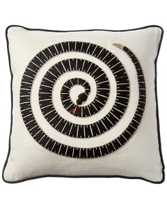 Jonathan Adler Us Kit Eden Coiled Snake Pillow White/Black - Picture 1 of 1