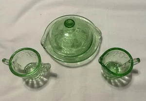 Vintage Mosser Miniatur Glas Jennifer #1 grün Glas Set - Bild 1 von 15
