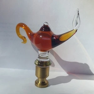 Aladdin Genie Bottle Lamp Finial Amber Glass - Picture 1 of 4
