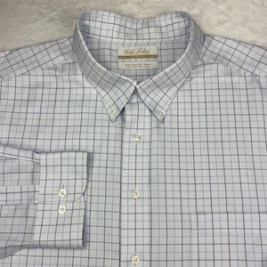 Roundtree & Yorke Gold Label Dress Shirt Mens 19-36/37 BIG Lt. Blue Checks - Picture 1 of 10