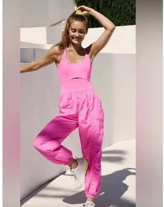 Free People Movement Righteous One Piece Pink Runsie Jumpsuit Size XS Parachute - Picture 1 of 7