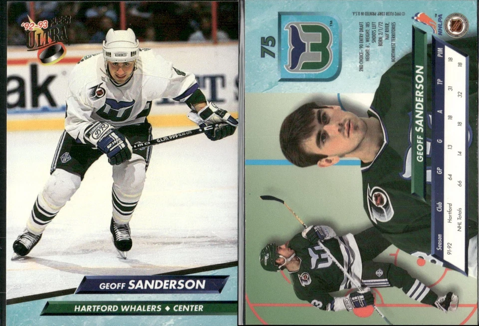 🏒 1992-93 Fleer Ultra - Geoff Sanderson Whalers #75 - Image 1 of 1