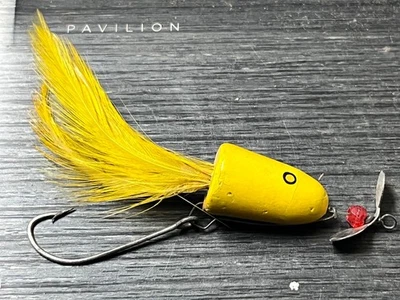 Señuelo giratorio vintage raro FLUEGER FLILITE flyrod ~ sin precio de reserva amarillo Foto 1 de 4