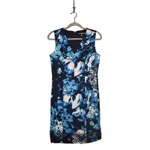 KARL LAGERFELD PARIS $140 Lace Trim Floral Poplin Sheath Dress Size 6 - Picture 1 of 4
