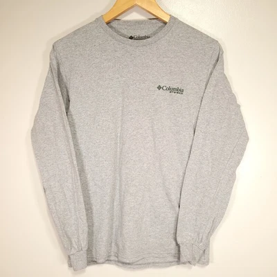 Camiseta Columbia PHG masculina pequena cinza estampa gráfica manga longa - Imagem 1 de 4