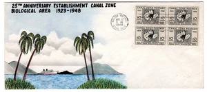 CZ 141 Canal Zone Biological Area 1948 FDC - Crosby Artist Newton Hand-Painted - Picture 1 of 4