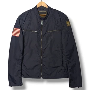 Ralph Lauren Denim & Supply Nylon Biker Jacket Mens XL Navy Blue USA Flag - Picture 1 of 18