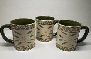 Temptations Old World Green 16 oz. Ceramic Coffee Mugs (3) - Picture 1 of 7