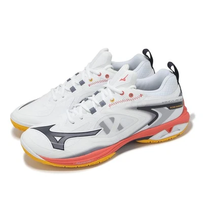 Mizuno Wave Claw Neo 3 Wide White Grey Red Yellow Men Badminton Shoe 71GA2473-25 - image 1 of 4