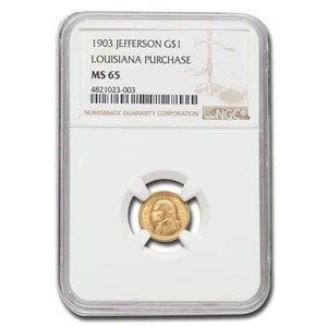 1903 Gold $1.00 Louisiana Purchase Jefferson MS-65 NGC - Picture 1 of 3