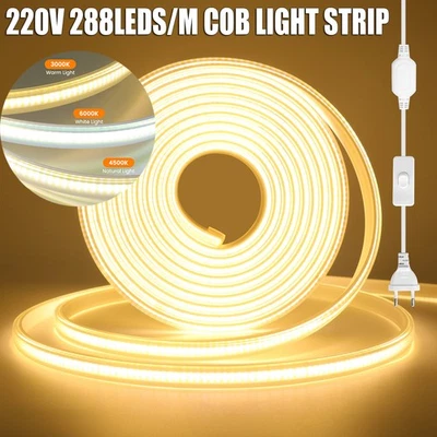 230V COB LED Streifen Stripe 288LEDs/M Lichtband Lichtschlauch Kette Wasserdicht - Bild 1 von 4